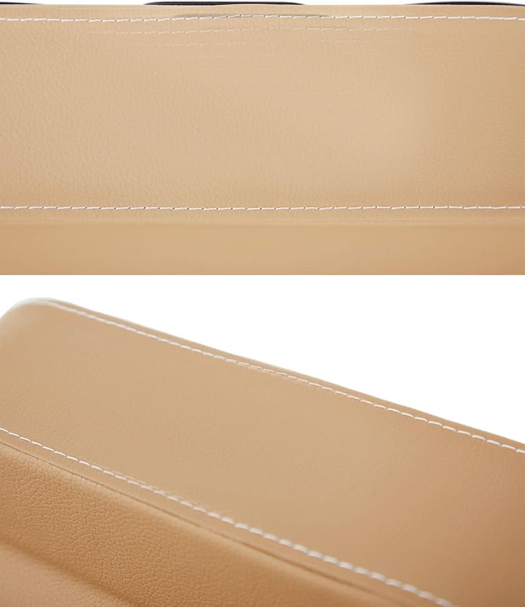 Cup Holder for Car, Console Side Pocket, PU Leather, XBD Beige | Car Seat Gap Filler Organizer, Easy Install, Universal Fits, Car Coin Cellphone Holder, Auto Front Seat Cup Holder - Image 6