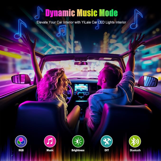 LED Car Lights Interior Footwell Lighting for Trucks Inside Decoration | Lights for Car Accessories with APP Control Music Sync Multicolor Cigarette Lighter DC 12V - Image 3