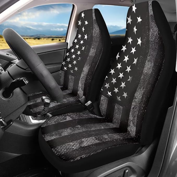 Automotive Seat Covers American Flag Print Seat Cover for Front Seats Only Universal fit for Cars, SUVs, Trucks American Flag Car Accessories Seat Protector - Image 2