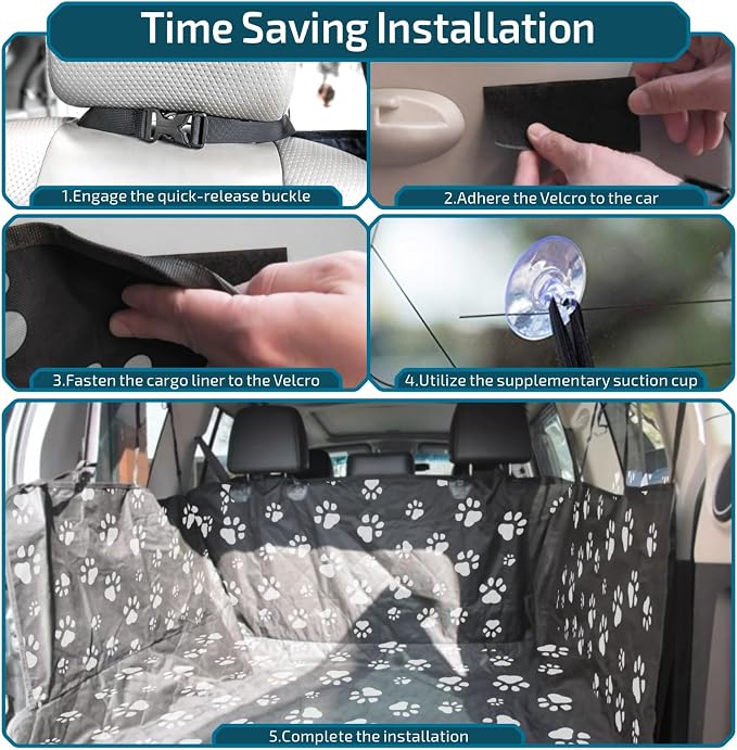 Veckle SUV Cargo Liner for Dogs - Trunk Cover with Bumper Flap Protector | Waterproof Pet Cargo Cover with Side Flaps, Dog Car Seat Cover with Non-Slip Trunk Mat, Prevents Scratches Pet Hair Mud Dirt - Image 9