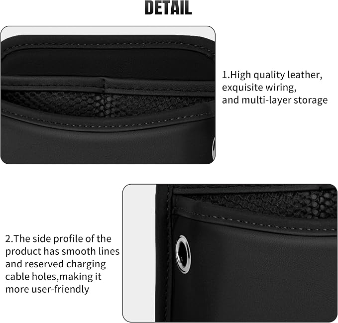 JEYODA Car Seat Side Storage Pocket, Small Organizer,PU Leather Multifunctional Console Side Organizer Bag for Phone, keys, sunglass,wallet,ect (Black) - Image 7