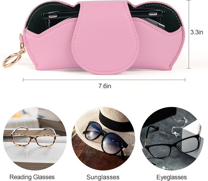 KINIVA Sunglasses Holder for Car Visor with Hanging Hook Portable Leather Glasses Storage Bag with Detachable Clips - Image 4