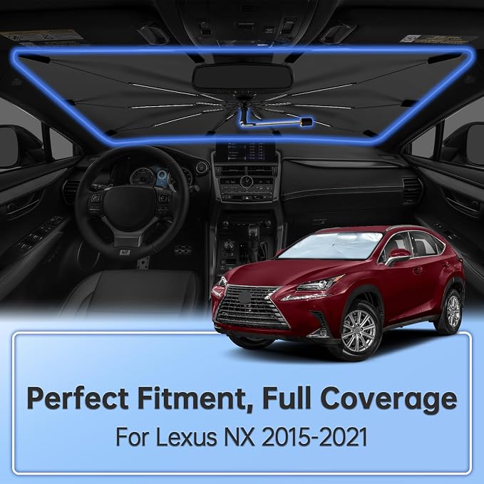 Windshield Sun Shade Umbrella for Lexus NX 2015-2021 Front Window | Foldable Car Sunshade, 360 Rotation Automotive Interior UV Protection for Outdoor Parking - Image 2
