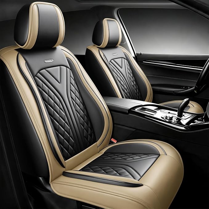 for Subaru WRX 2015-2026 Car Seat Covers, Full Set, Beige | Luxury Full Coverage Leather Seat Protectors, Waterproof Breathable, Non-Slip, Easy to Install, Airbag Compatible, All-Season by Unknown