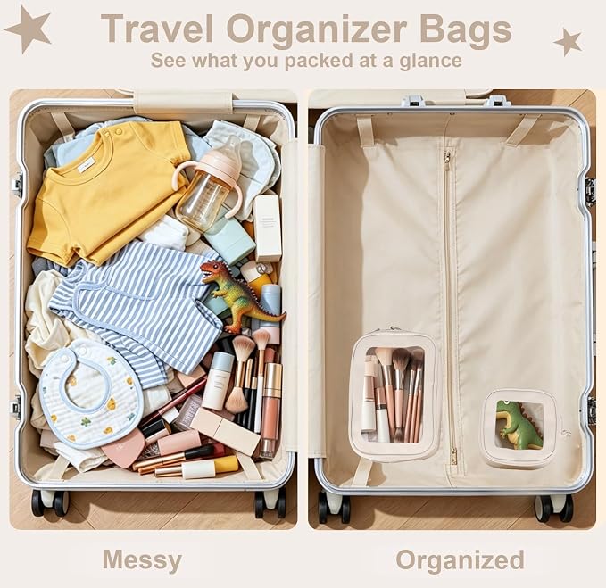 2PCS Clear Makeup Bags with Handles, TSA Approved Toiletry Bags, Diaper Bag Organizer Pouch, TPU Car Storage Organizer with Zippers, Waterproof Travel Organizer Bag for Women - Image 9