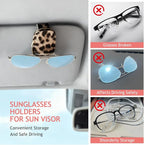 Sunglass Holder for Car Visor, Cheetah Leopard Magnet Sunglasses Holder for car Leather Sunglasses Holder and Ticket Card Clip Car Visor Accessories - Image 4