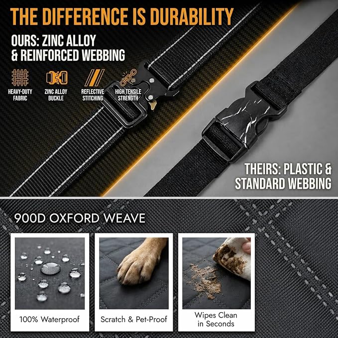 RYNVALE SUV Cargo Liner for Dogs, Full Coverage with Cushioned Sides | Heavy-Duty 900D Oxford, Heavy-Duty Straps & Zinc Alloy Buckle, 17.7" Side Flaps & 20" Bumper Flap, Waterproof Non-Slip, XL - Image 3