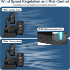 Car Fan, Portable USB Powered Dual Head Cooling Fan for Car, 360° Rotatable & 2 Speeds Adjustable & Mist Function, Powerful Air Circulation for Vehicle Truck SUV Jeep RV Boat, 12V - Image 3