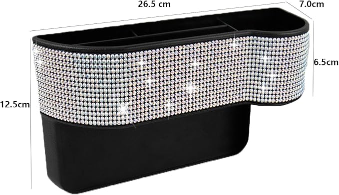Car Seat Side Drop Organizer, Sparkle Car Seat Gap Filler, Car Seat Console Storage Organizer, Crystal Car Seat Pockets with Cup Holder and Two Charging Ports for Co-Driver. - Image 4