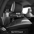 EKR F150 Seat Covers Custom Fit for (SuperCab) Ford F-150 STX 2024-2026 & F150 XL/XLT 2021-2026 & Lariat 2021-2022 Full Set,(2 Door,Rear W/NO Armrest) -Faux Leather(Black with White Trim) - Image 3
