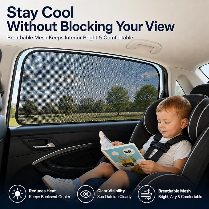 Car Window Shades for 2017-2025 Mazda CX-5 Rear Side Window Mesh Sun Shade | Rear Side Window Sunshade, Breathable Privacy Window Covers, UV Protection & Heat Insulation, for Baby Camping Napping, 2PCS - Image 8