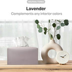 Carrotez Tissue Box Cover, [Refined] Modern PU Leather Rectangular Tissue Box Holder - Decorative Holder/Organizer for Bathroom Vanity Countertop, Night Stands, Office Desk 9.5"X5"X5" - Lavender - Image 3