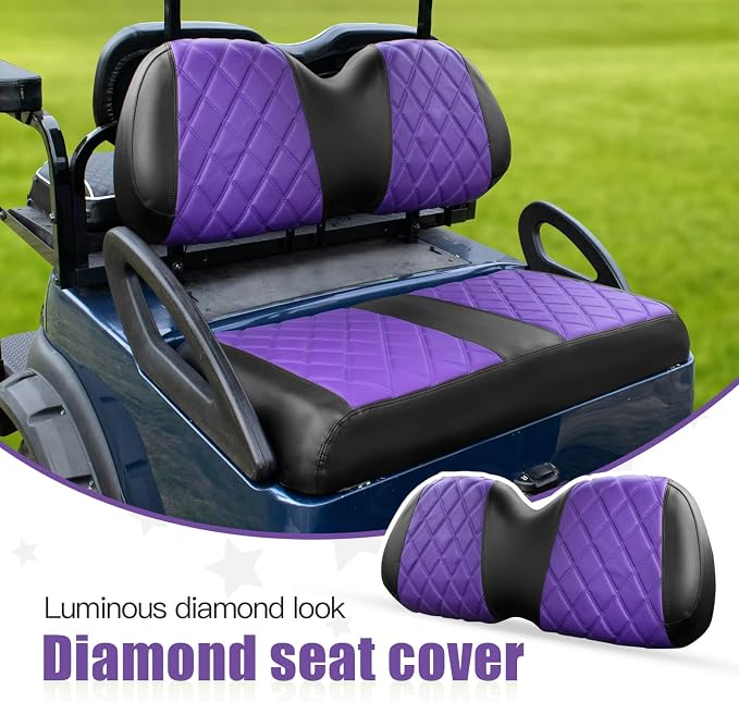 NOKINS Golf Cart Diamond Vinyl Seat Covers Fits Club Car Precedent 2004-UP | OEM Standard Front Seat Cushion,No Nails Required - Image 2