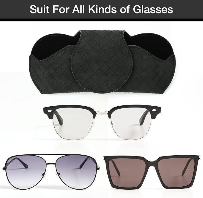 KINIVA Sunglasses Holder for Car Visor PU Leather Glasses Case with Clips for Car Visor Automotive Interior Visor Accessories Apply to All Car Models (Black) - Image 4