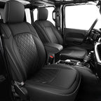 Coverado Seat Covers Fullset for Jeep Wrangler, Waterproof Car Seat Covers for Automotive Truck Seat Covers Custom Fit for 2018-2026 Jeep Wrangler JL 4-Door with Rear Cupholder Only，Black by COVERADOAUTO