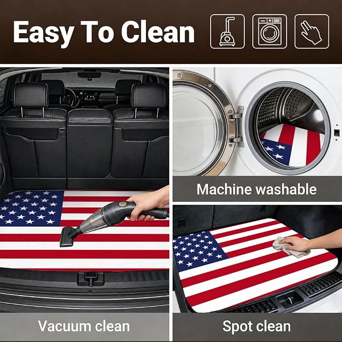 Car Trunk Mat for SUV, 29"x39" Classic American Flag Cargo Liner Protector | All Weather Universal Cargo Liners for Dogs, Car Accessory for SUVs/Sedan/Wagons, Durable Non-Slip Washable Rear Cargo Mat - Image 6