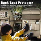 XDV Car Seat Organizers,Multi-functional Back Seat Protectors, Storage Pouches, and Tray Holders (for Cars, Kids, Seat Back and Rear Seats) (Plain Beige, 2 Pcs) - Image 3
