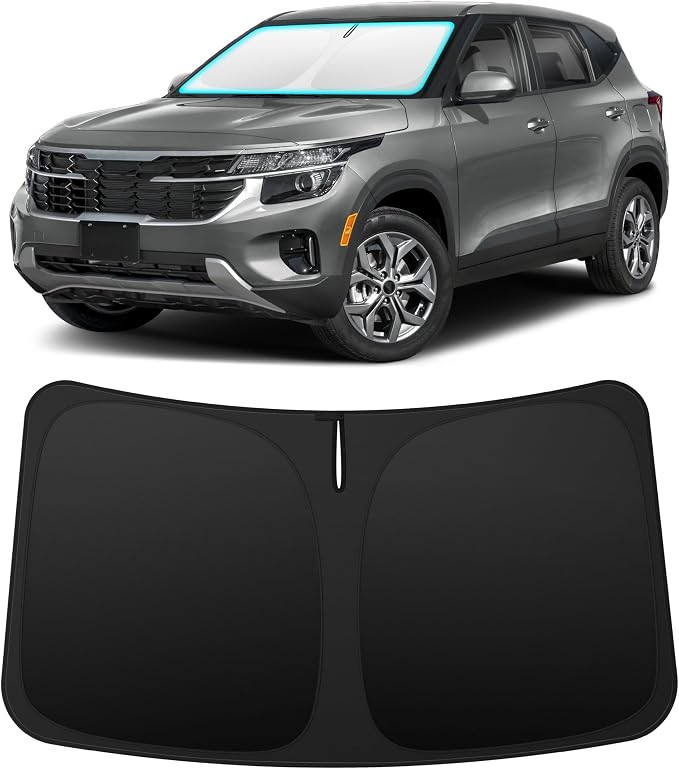 INSAUTO Custom Fit Windshield Sun Shade for Kia Seltos 2021-2026 | Foldable Front Window Sunshade Car Accessories, UV & Heat Reflector, Keeps Interior Cool, Includes Storage Bag by INSAUTO