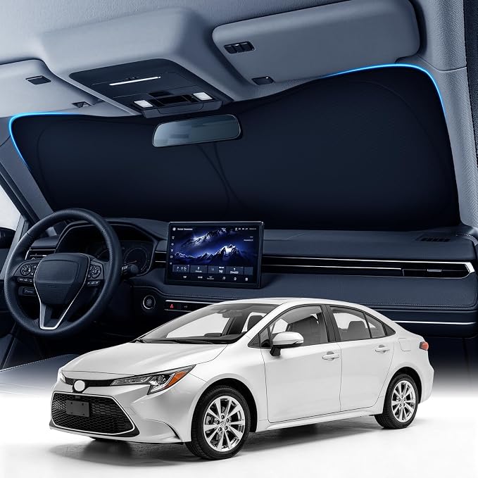 Zanch Custom Windshield Sun Shade for Toyota Corolla 2019-2026, 7-Layer UV & Heat Block, 3D Laser Scanned Fit, Interior Protection, Keep Car Cooler, Easy Storage & Foldable Accessories by Zanch