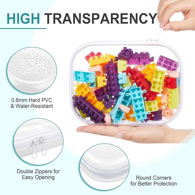 Ceenna 2 Pcs Clear Zipper Case Hard Shell Pouches,Medium + Slim Long Set | Multiple Sizes Plastic Makeup Bags Pencil Case Organizer Diaper Bag Pouches Clear Travel Toiletry Bag for Women - Image 3