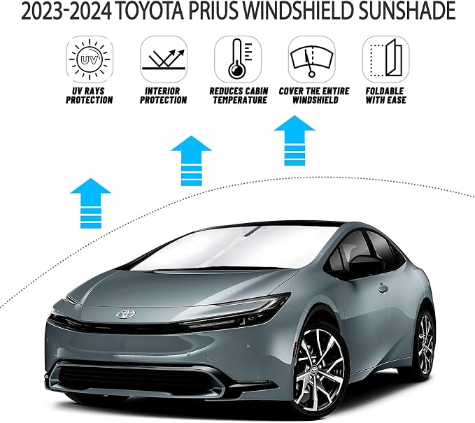 D-Lumina Windshield Sun Shade for Toyo-ta Prius 5th Gen 2023 2024 2025 Accessories, Front Window Sunshade Sun Visor Protector Block UV Rays Heat, Foldable 2 Layers 210T Material - Image 2
