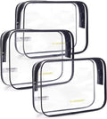 BAGSMART Clear Toiletry Bag 3-Pack TSA Approved Water-Repellent, Black | Carry on Travel Accessories Bag, Airport Airline Quart Size Bags for Women Men, Makeup Cosmetic Bag by BAGSMART