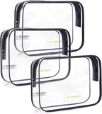 BAGSMART Clear Toiletry Bag 3-Pack TSA Approved Water-Repellent, Black | Carry on Travel Accessories Bag, Airport Airline Quart Size Bags for Women Men, Makeup Cosmetic Bag by BAGSMART