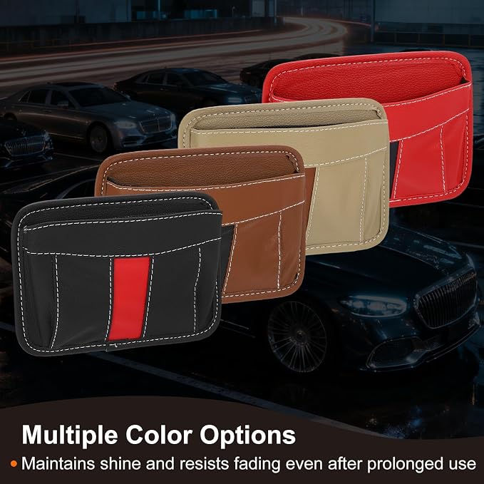 HARFINGTON Car Seat Side Pocket Organizer PU Leather Auto Door Console Storage Bag Car Seat Gap Filler Multifunctional Car Pocket Pouch for Keys Coins Phone Sunglasses, Brown - Image 7
