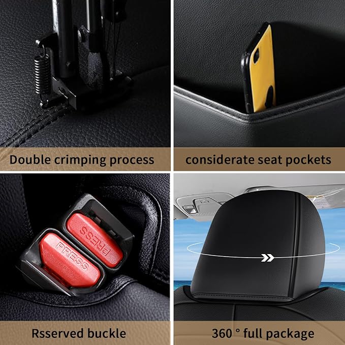 Seat Covers for Honda HRV 2019-2022 Sport/EX/EXL/Touring | Custom Fit for HR-V 2019 2020 2021 2022(Not for LX),Waterproof Anti-Slip -Full set Faux Leather Black - Image 5