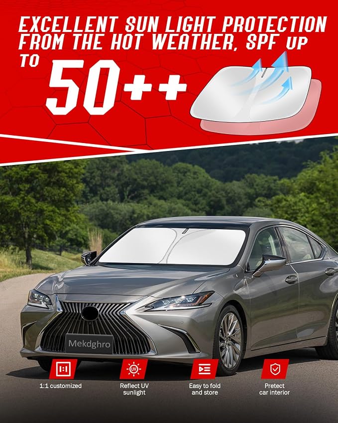Windshield Sun Shade for Le-xus is 350 300 250 200t 500 2014-2026 | Sedan, Custom Fit, Foldable, Easy to Install & Store, Full Coverage, 210T Reflective Fabric, Blocks 99% of UV Rays - Image 7