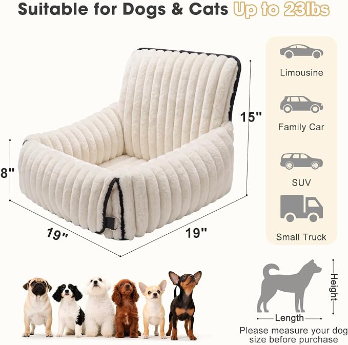 MIXJOY 6-in-1 Dog Car Seat for Small/Medium Dogs up to 25 lbs, Multi-Functional Dog Carrier for Car with Detachable Washable Cover, Pet Travel Bed with Clip-On Safety Leash, Beige - Image 5
