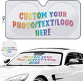 Custom Car Windshield Sunshade, 59''x28.5'' Personalized Sun Visor with Photo Text, Foldable Durable Shade Storage Pouch for Sedans SUV Trucks by CUNEXTTIME