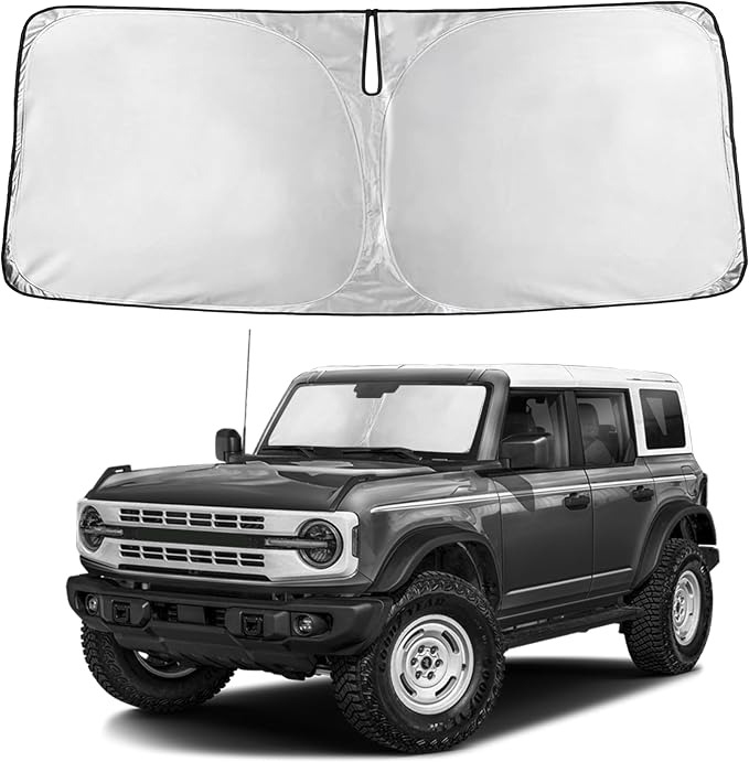 EcoNour Windshield Sunshade Compatible for Ford Bronco 2021-2024 2025 2026 | (Not for Bronco Sport) Sun Visor for Front Windshield & Window Sun Shade Cover, UV Heat Protector, Car Accessories by EcoNour