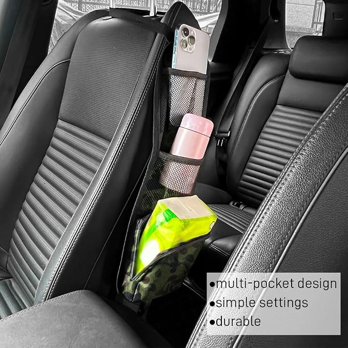 Car Seat Side Storage Pocket, Car Seat Organizer Hanging Bag (1, Green) - Image 7