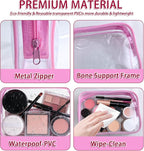 12 Pieces Clear Makeup Bags Bulk, TSA Approved Toiletry Bag Cosmetic Toiletries Pouch with Zipper, Waterproof Vinyl Plastic Organizer Case for Carry-on Travel Essentials (Pink Medium) - Image 3