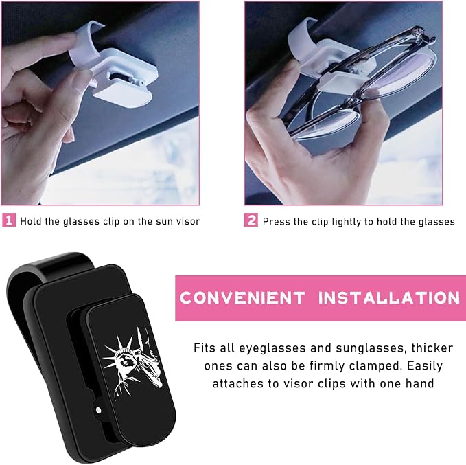 Ohleats Sunglasses Holder for Car Sun Visor, Statue of Liberty Metal Auto Eyeglass Hanger Clip, Multi-Function Ticket Card Clip Eyeglasses Mount, Car Accessories for Men Women (Black) - Image 3