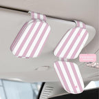 2 Pack Magnetic Leather Sunglass Holder, Universal Magnetic Car Eyeglass Hanger Clip for Different Size Eyeglasses, Car Visor Accessories (Pink Stripes) - Image 3