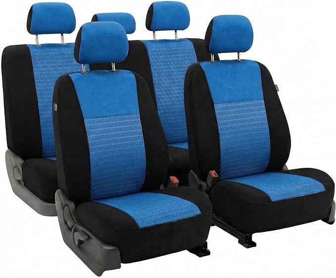 FH Group Car Seat Covers Trendy Elegance Blue Full Set Automotive Seat Covers, Airbag and Split Rear Combo Non-Slip Dash Grip Pad Universal Fit Interior Accessories Cars Trucks SUV Car Accessories by FHGroup