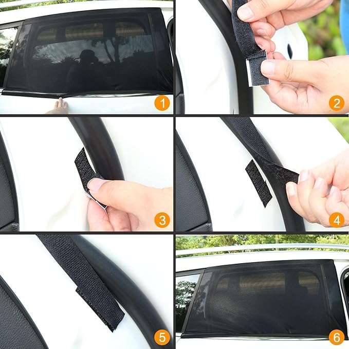 2 Pack Car Camping Window Shades Screen Mesh 27"x43" for SUV, Pickup, Truck | Elastic Breathable Mesh UV & bug Protection Side Window Covers for Car Camping Overnight Sleeping Car Window Shade for Baby - Image 6