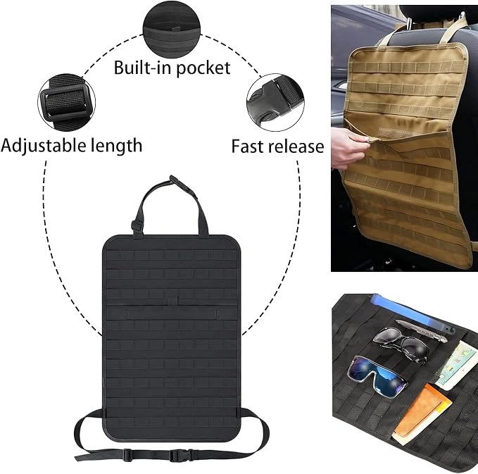 7 PACK Tactical Seat back organizer Truck organizer With 6 Detachable Pouches Universal For Car Truck Ford Jeep Military-Grade Heavier Panels With Multi-functional Packs (khaki) - Image 3