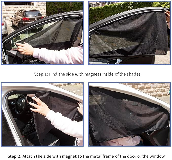 Aokway Car Side Window Sunshades, Driver Car Window Screen Mesh, Universal Fit for Camping and UV Protection (Black, Front Side 2pcs) - Image 6