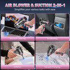 KMM Handheld Car Vacuum Cleaner, Hand Held Car Vacuum & Air Duster | 16000PA Strong Suction, 120W High Power, Cordless, Portable, Rechargeable, Multi-Nozzles & LED Light, For Home, Car, Office - Image 3