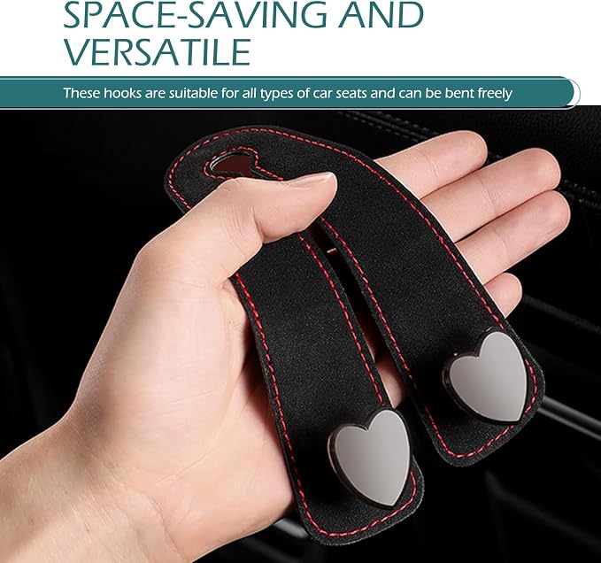 2 PCS Car Purse Hook, Cute Headrest Hooks, Seat Back Storage Holder, for Umbrellas Wallets Support, Multifunctiona Car Accessories (Black) - Image 4