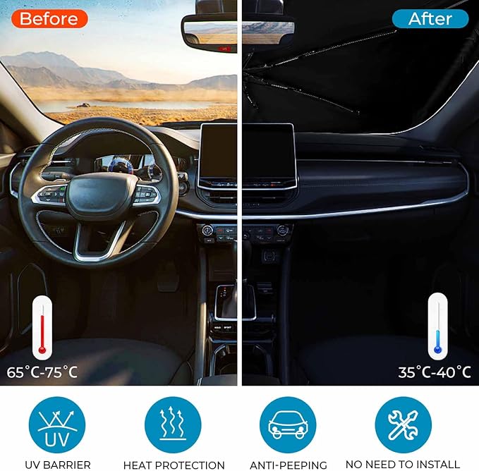 Blessed Hearts Car Windshield Sun Shade Foldable Umbrella Auto Sunshade for Car Truck SUV-Blocks Sun Visor Protector-Keeps Your Vehicle Cool - Image 4