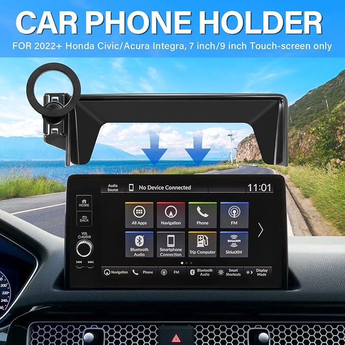 Car Phone Holder for Honda Civic 11th Gen 2022-2025 2026 7/9-Inch Screen | Strong Magnetic Cell Phone Mount for Magsafe iPhone & Sunglasses Box, 360° Hands-Free No Air Vent Blockage Stable Stand - Image 3