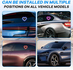2PCS Car Window Wireless LED Ambient Light Solar Powered Love Heart Shaped Neon Lamp for Night Driving Interior Decor Accessories Romantic Gift for Women Girl Couples-Blue - Image 5
