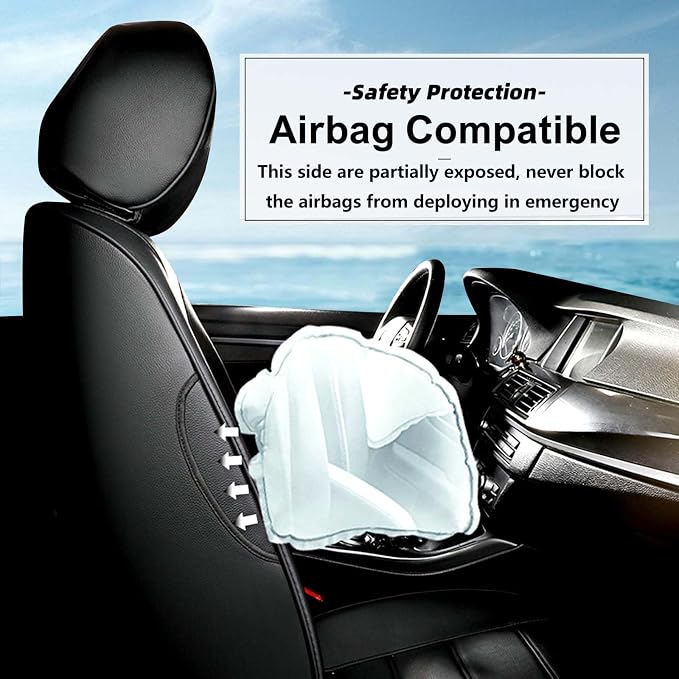 TTX LIGHTING Custom Fit Seat Covers for Hyundai Tucson 2022 2023 2024 Hybrid -Faux Leather Full Set Compatible Airbag Car Seat Protector Black（Just for Hybrid ONLY - Image 6
