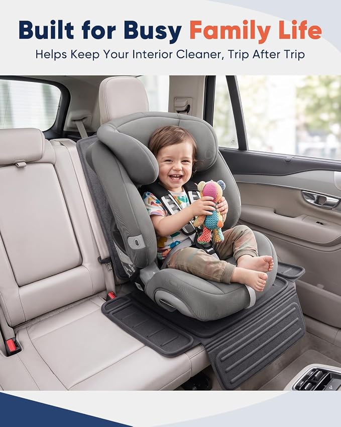 TPE Car Seat Protector for Child Car Seat, Waterproof Carseat Mat | Non-Slip Backing No Imprints Durable, Back Seat Cushion Pad & Backrest & Kick Mat Set Accessories for SUV Truck Sedan, 1 Pack - Image 2
