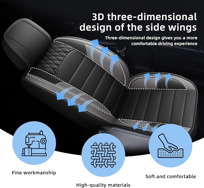 Car Seat Covers Fit for Infiniti QX30/QX50/QX55 2018-2026 Full Set | Faux Leather Waterproof Automotive Seat Protectors,Compatible with Airbags,Easy to Install,5 Seats Grey - Image 6