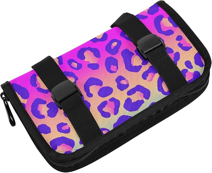 Car Tissue Holder Car Napkin Holder Tissue Box Dispenser Storage Case Sun Visor Mask Holder Accessories with Adjustable Straps Reusable Refillable Neon Gradient Leopard Print - Image 2
